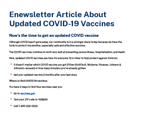 Enewsletter Article About Updated COVID-19 Vaccines 