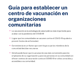 Guide to Hosting COVID-19 Vaccination Clinics for Community-Based Organizations Spanish