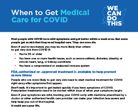 When to get medical care for COVID