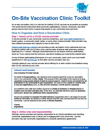 On-Site Vaccination Clinic Toolkit 