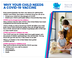 COVID Vaccine Conversation Card for Parents/Guardians