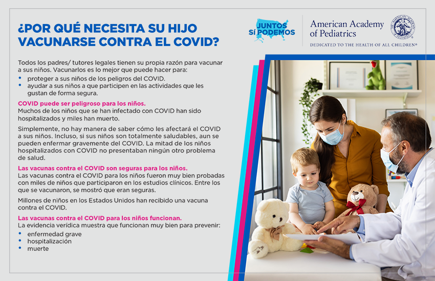 COVID Vaccine Conversation Card for Parents/Guardians — Spanish