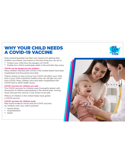 COVID Vaccine Conversation Card for Parents/Guardians