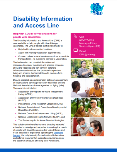COVID-19 Vaccine Disability Information and Access Line (DIAL) 