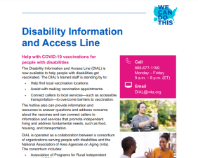 COVID-19 Vaccine Disability Information and Access Line (DIAL) 